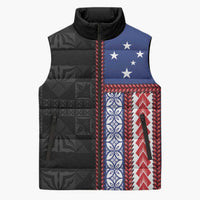 Samoa Flag Sleeveless Puffer Jacket Ula Fala With Samoan Siapo - Polynesian Pride