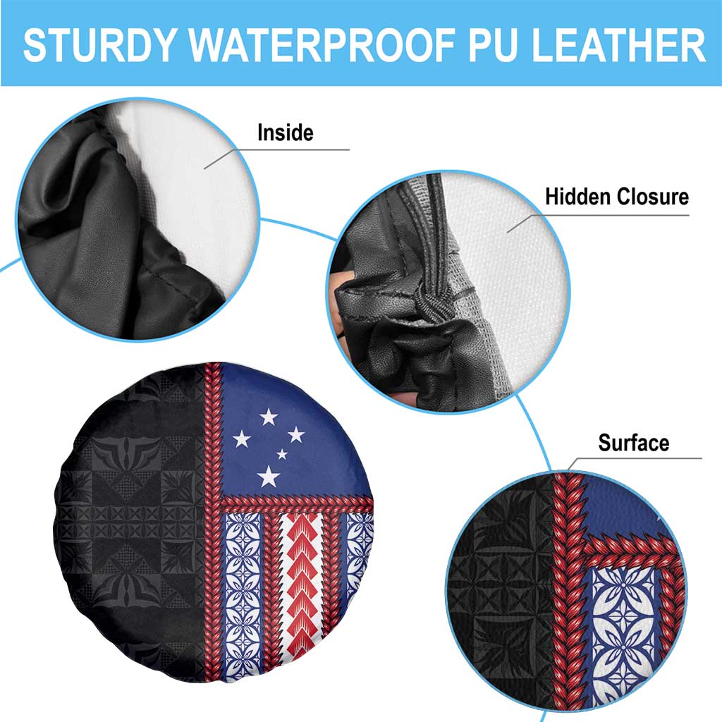 Samoa Flag Spare Tire Cover Ula Fala With Samoan Siapo - Polynesian Pride