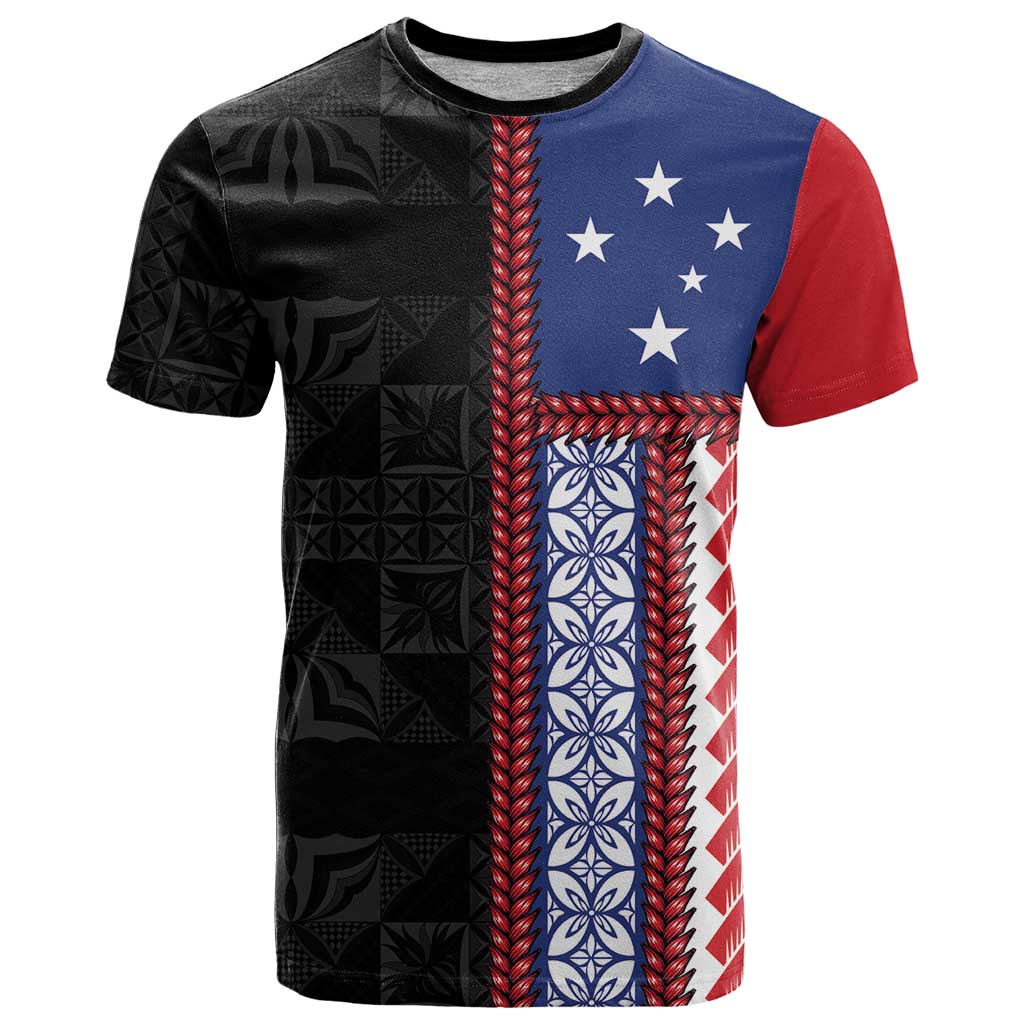 Samoa Flag T Shirt Ula Fala With Samoan Siapo - Polynesian Pride