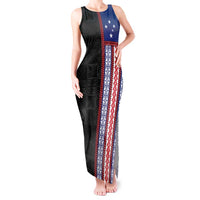 Samoa Flag Tank Maxi Dress Ula Fala With Samoan Siapo - Polynesian Pride