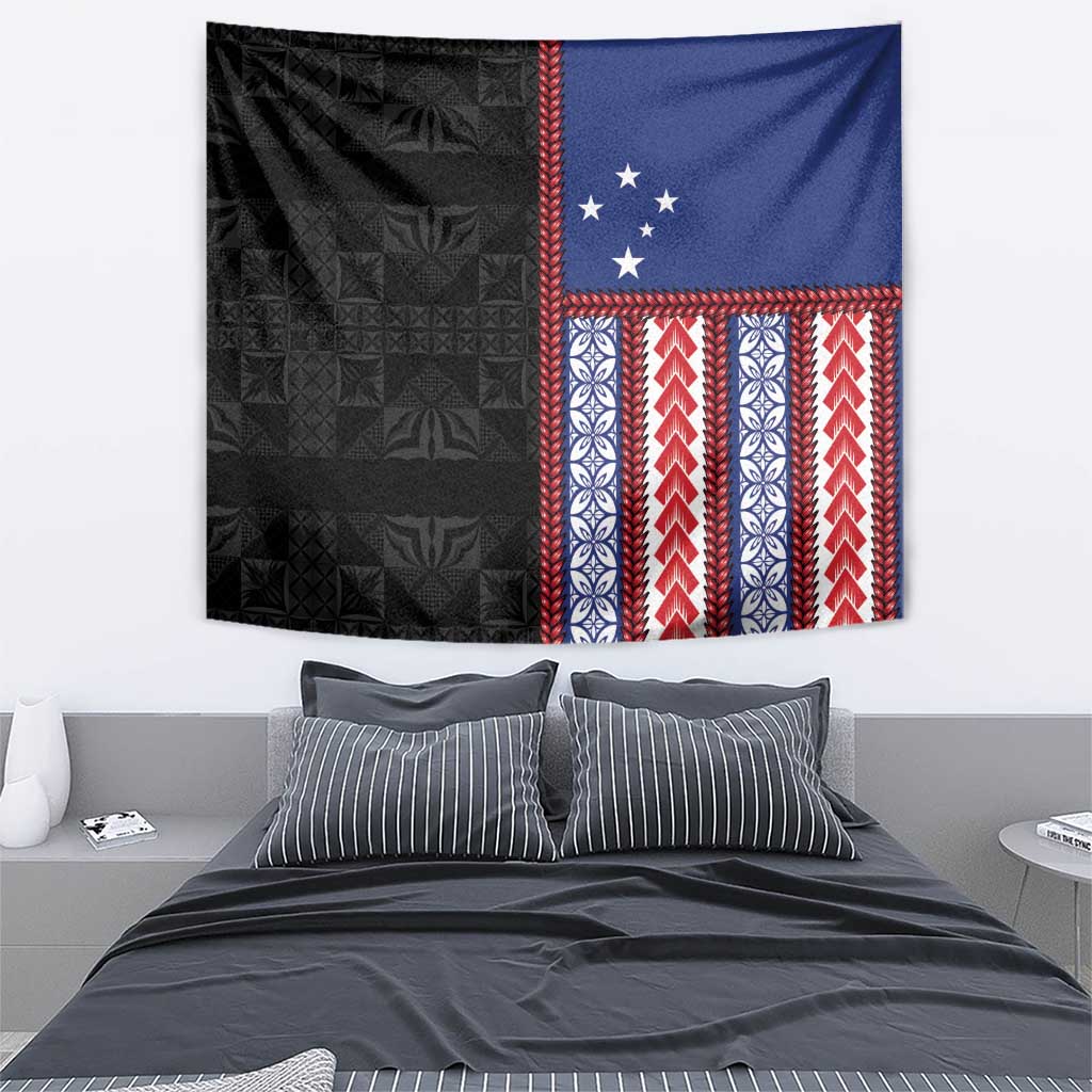 Samoa Flag Tapestry Ula Fala With Samoan Siapo - Polynesian Pride