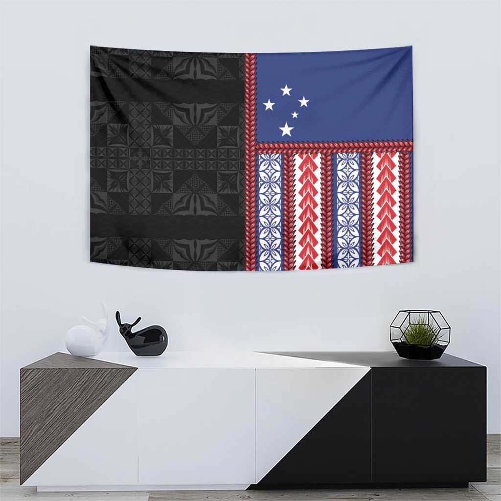 Samoa Flag Tapestry Ula Fala With Samoan Siapo - Polynesian Pride