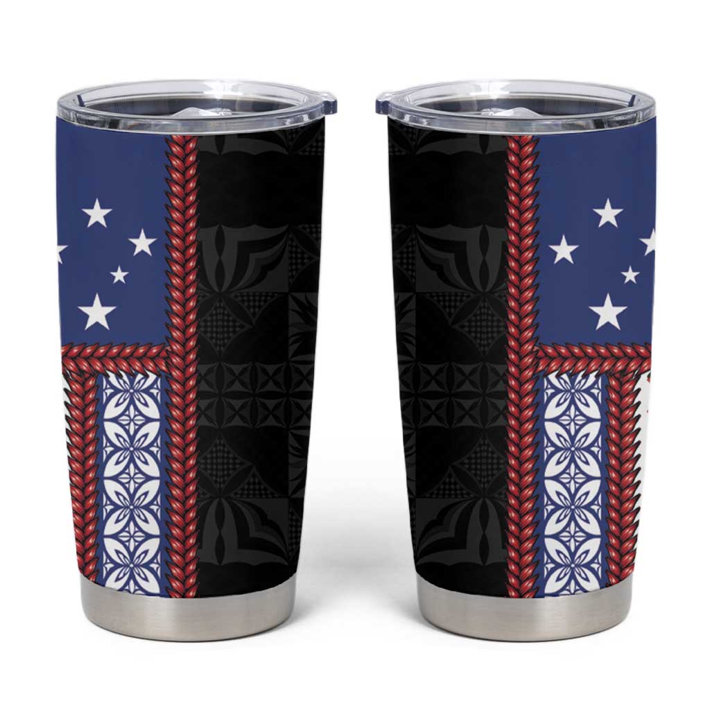 Samoa Flag Tumbler Cup Ula Fala With Samoan Siapo - Polynesian Pride