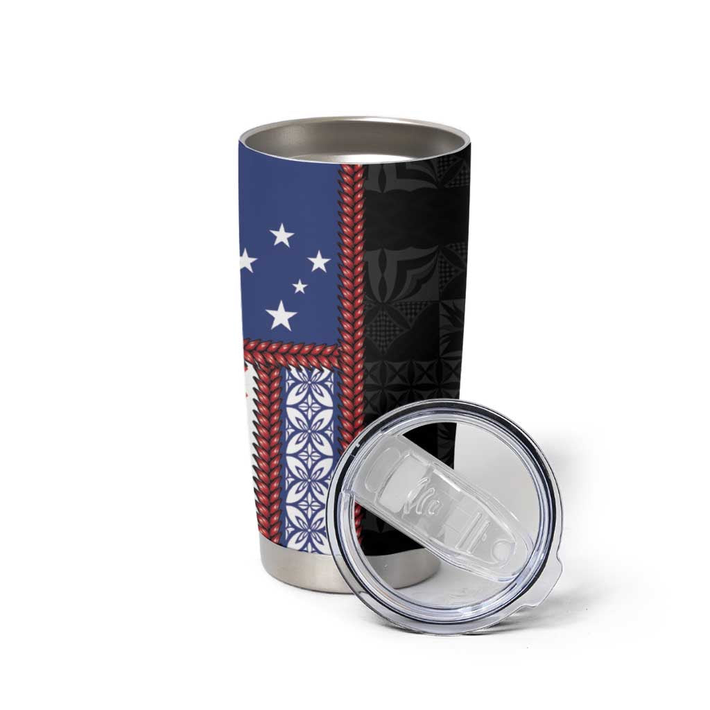 Samoa Flag Tumbler Cup Ula Fala With Samoan Siapo - Polynesian Pride