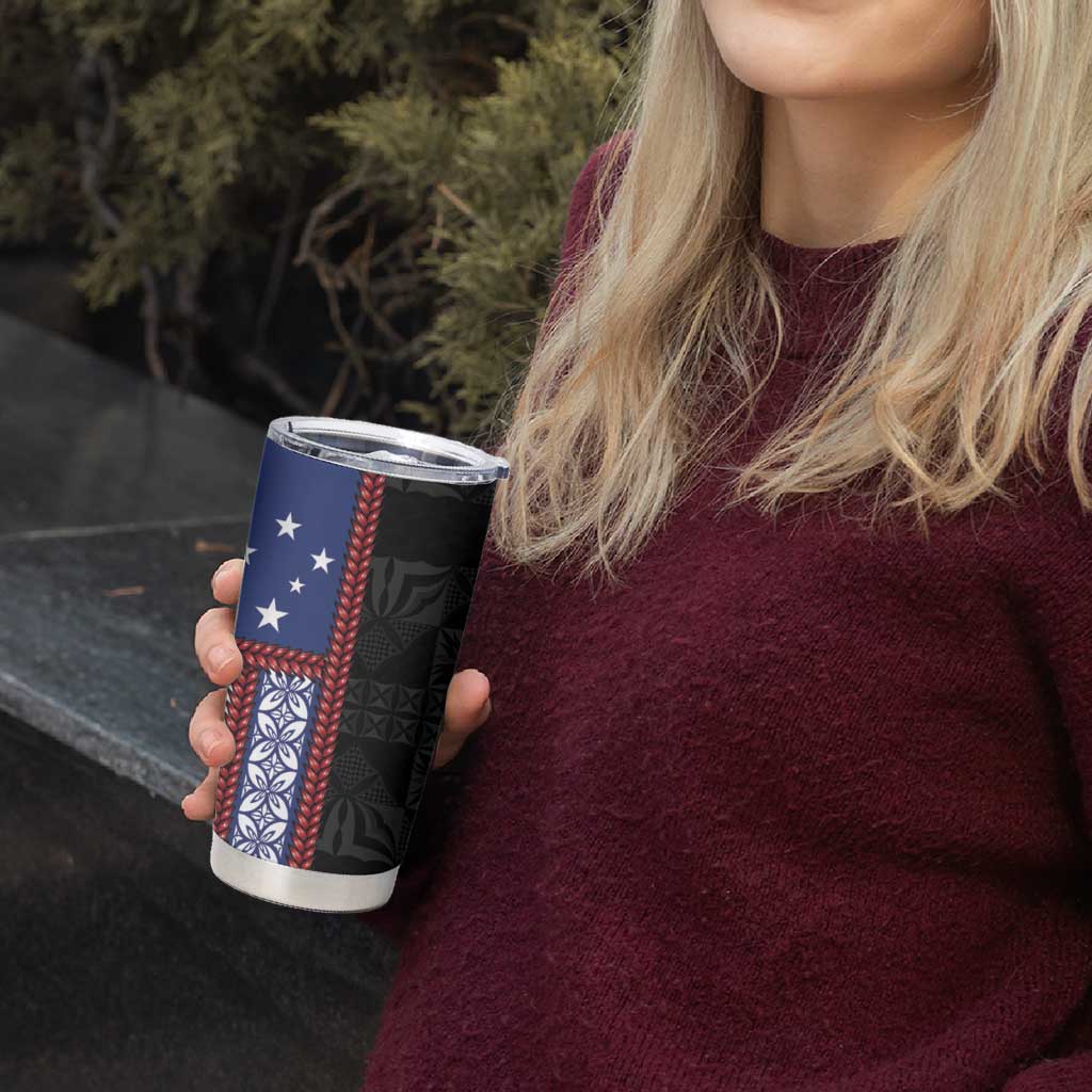 Samoa Flag Tumbler Cup Ula Fala With Samoan Siapo - Polynesian Pride