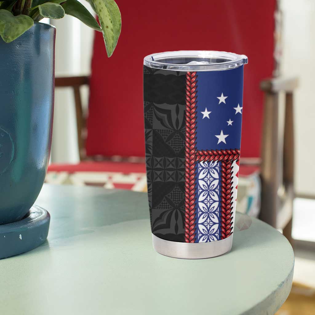 Samoa Flag Tumbler Cup Ula Fala With Samoan Siapo - Polynesian Pride