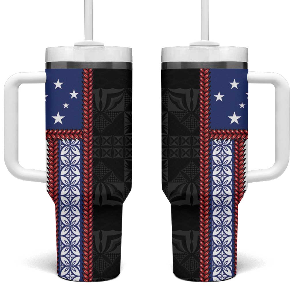 Samoa Flag Tumbler With Handle Ula Fala With Samoan Siapo - Polynesian Pride