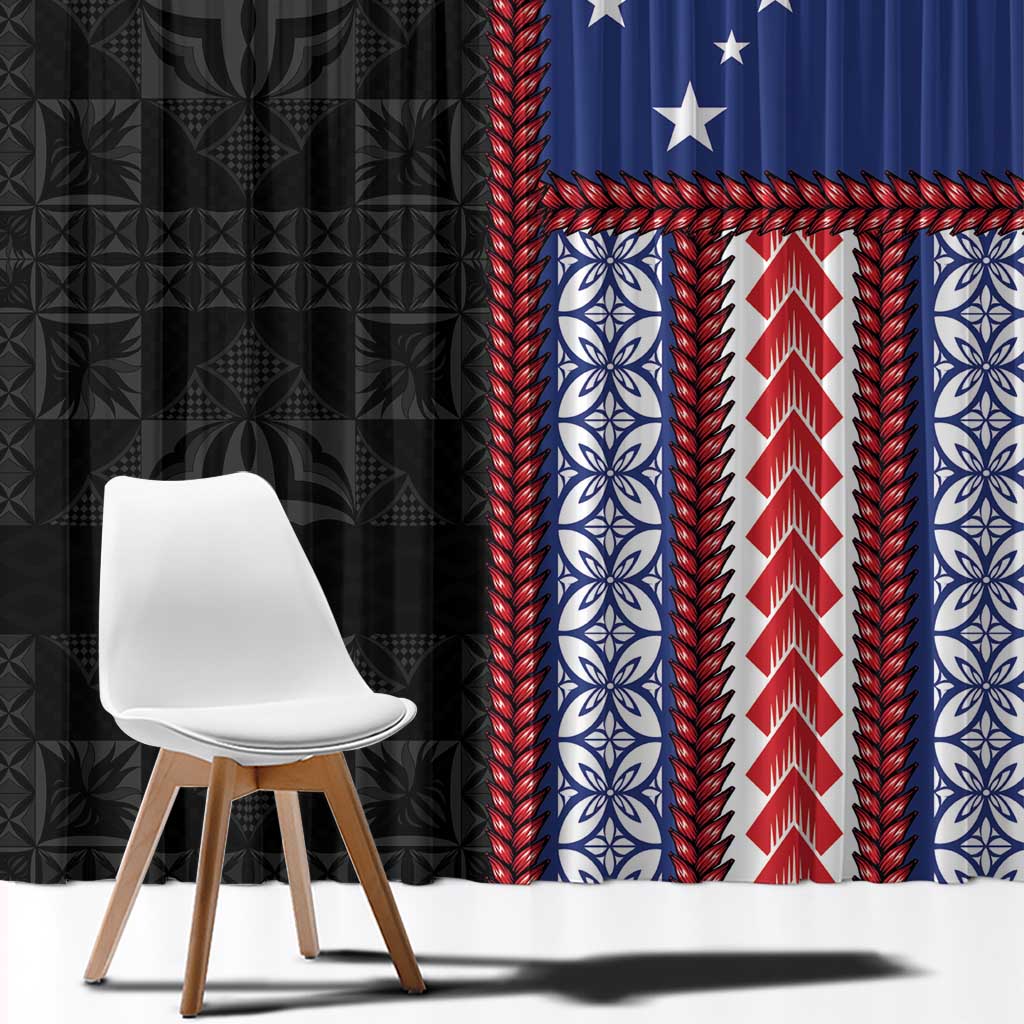 Samoa Flag Window Curtain Ula Fala With Samoan Siapo - Polynesian Pride