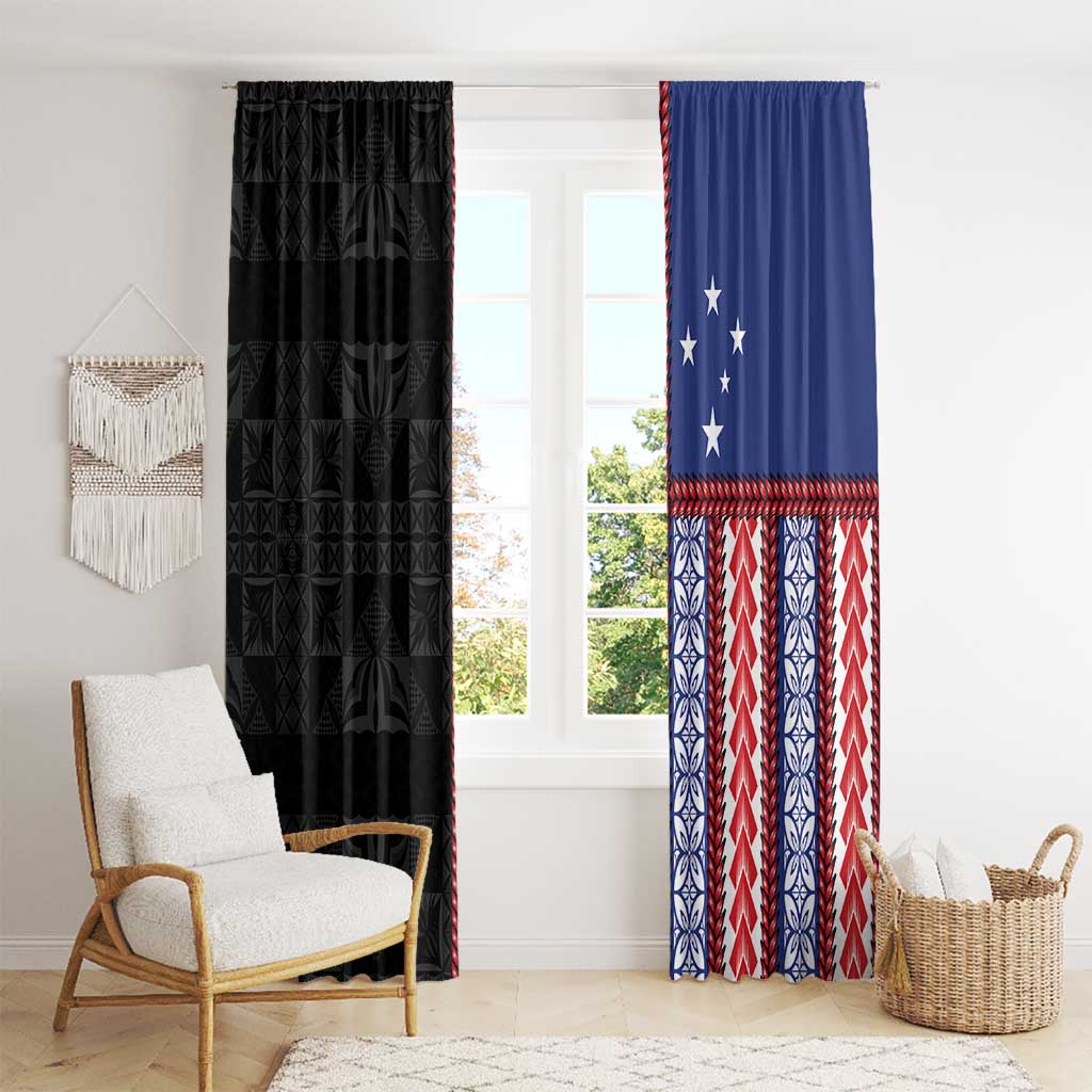 Samoa Flag Window Curtain Ula Fala With Samoan Siapo - Polynesian Pride
