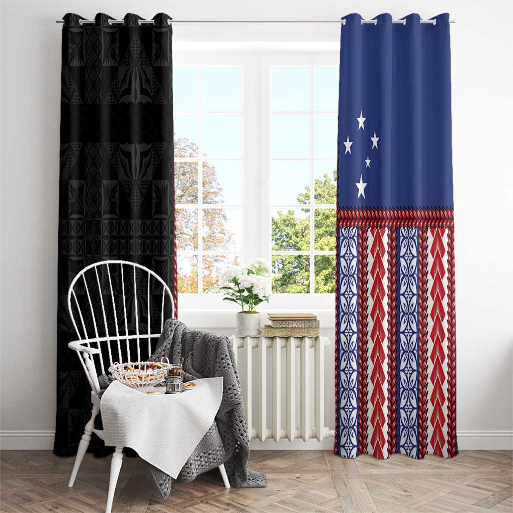 Samoa Flag Window Curtain Ula Fala With Samoan Siapo - Polynesian Pride