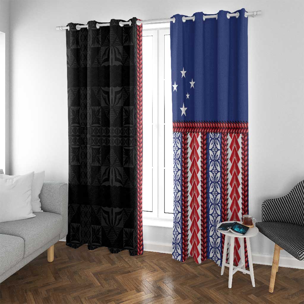 Samoa Flag Window Curtain Ula Fala With Samoan Siapo - Polynesian Pride