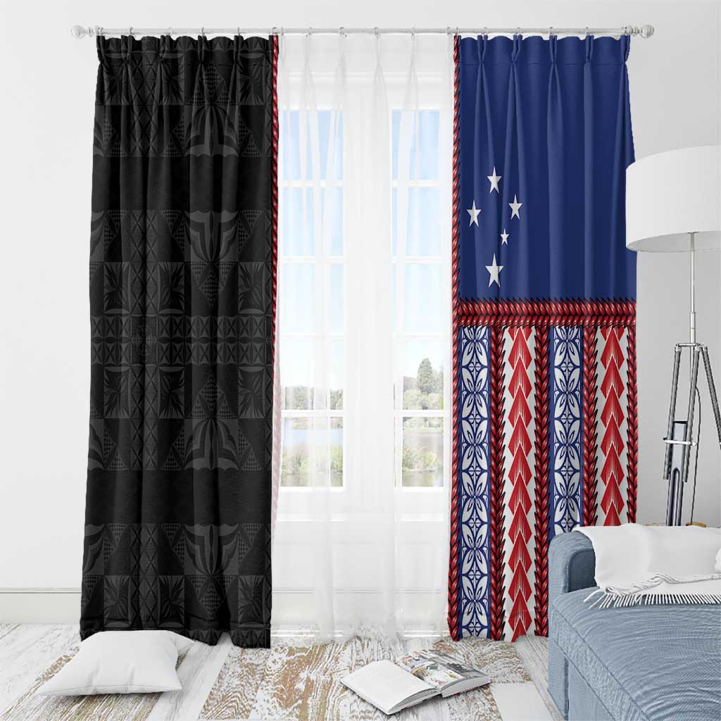 Samoa Flag Window Curtain Ula Fala With Samoan Siapo - Polynesian Pride