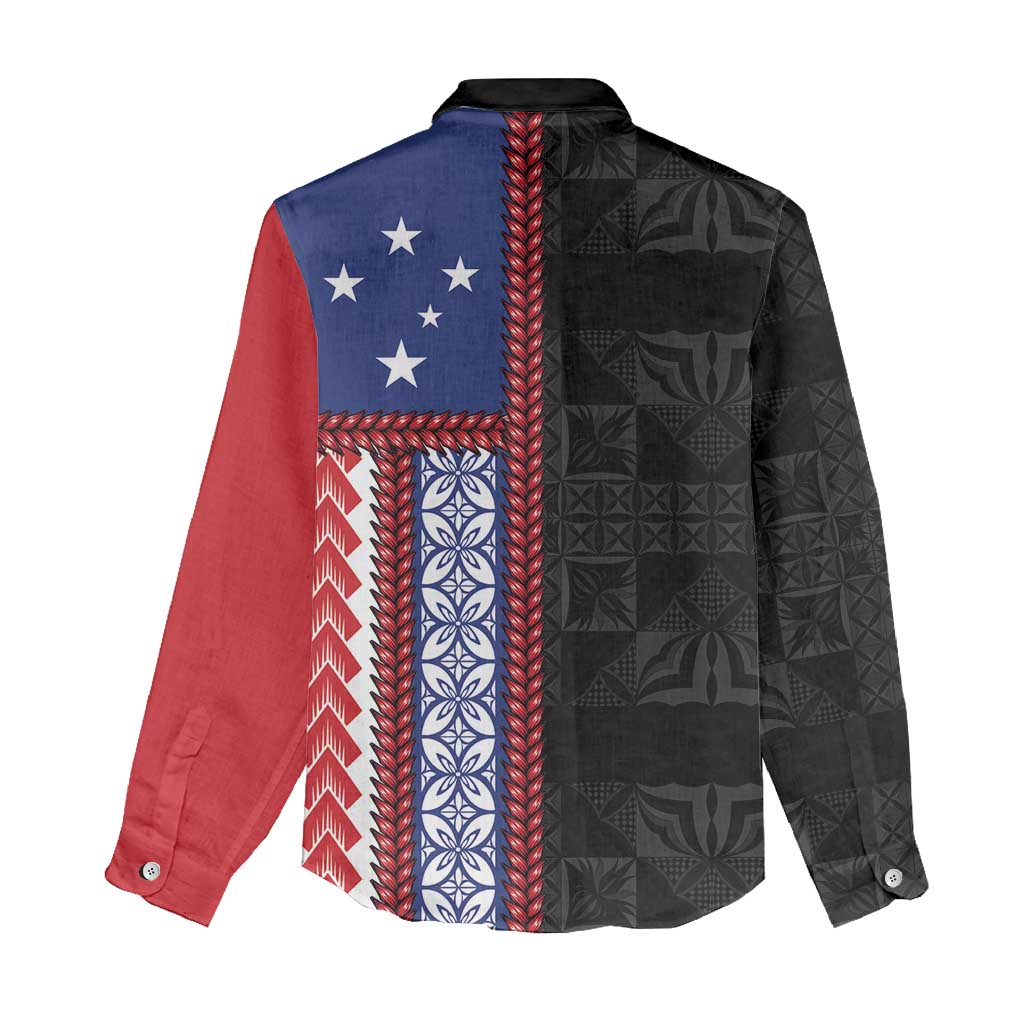 Samoa Flag Women Casual Shirt Ula Fala With Samoan Siapo - Polynesian Pride