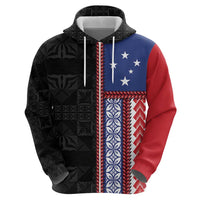 Samoa Flag Zip Hoodie Ula Fala With Samoan Siapo LT05 - Polynesian Pride