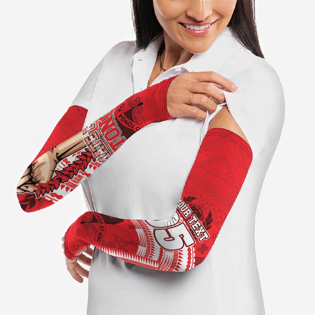 Custom Tonga Rugby Mate Ma'a Arm Sleeves Tongan Pride Unique Style - Polynesian Pride