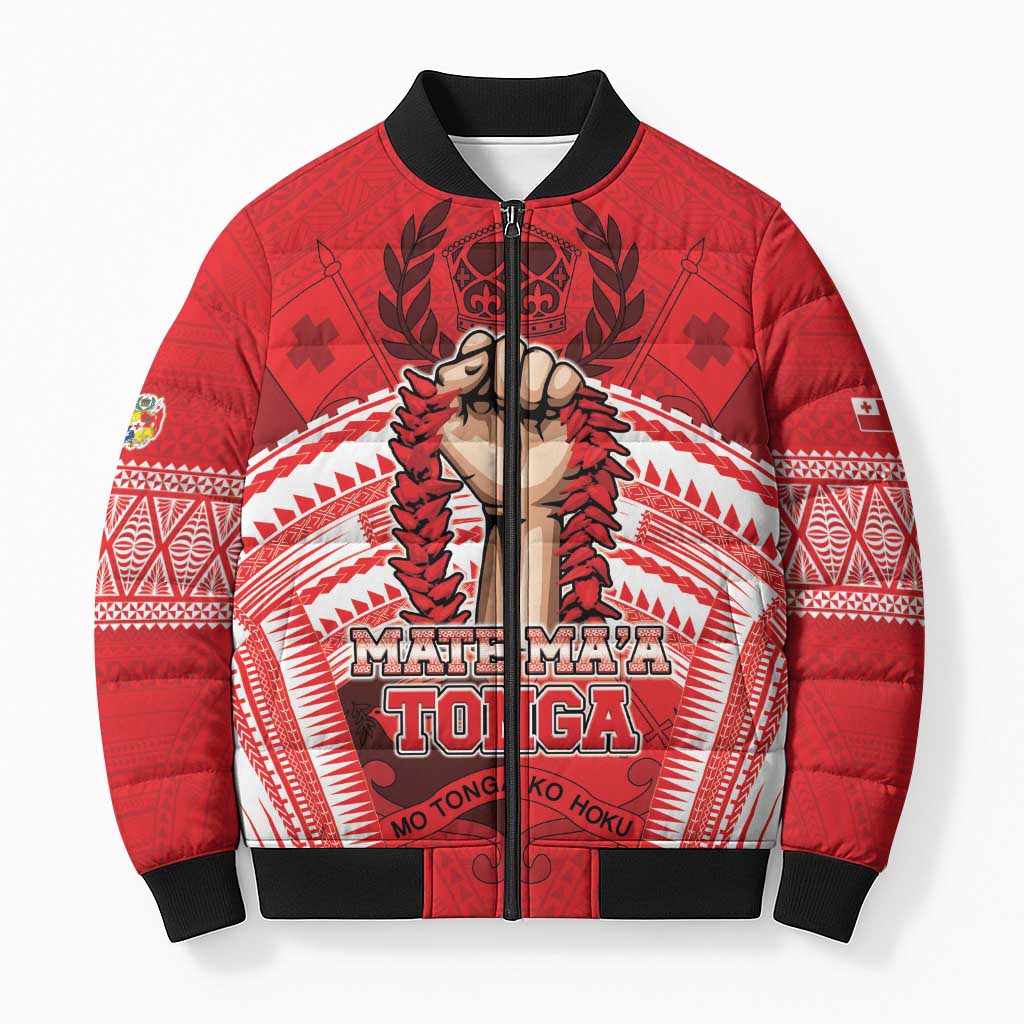 Custom Tonga Rugby Mate Ma'a Bomber Puffer Jacket Tongan Pride Unique Style - Polynesian Pride