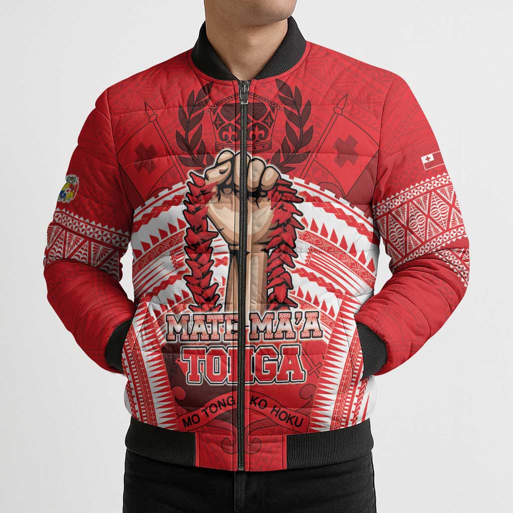 Custom Tonga Rugby Mate Ma'a Bomber Puffer Jacket Tongan Pride Unique Style - Polynesian Pride