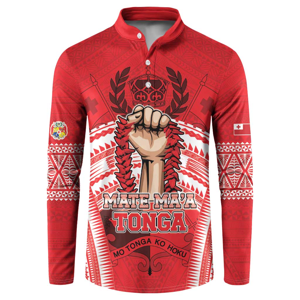 Custom Tonga Rugby Mate Ma'a Button Sweatshirt Tongan Pride Unique Style - Polynesian Pride