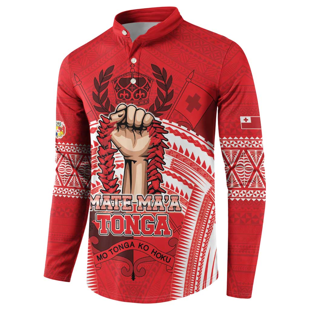 Custom Tonga Rugby Mate Ma'a Button Sweatshirt Tongan Pride Unique Style - Polynesian Pride