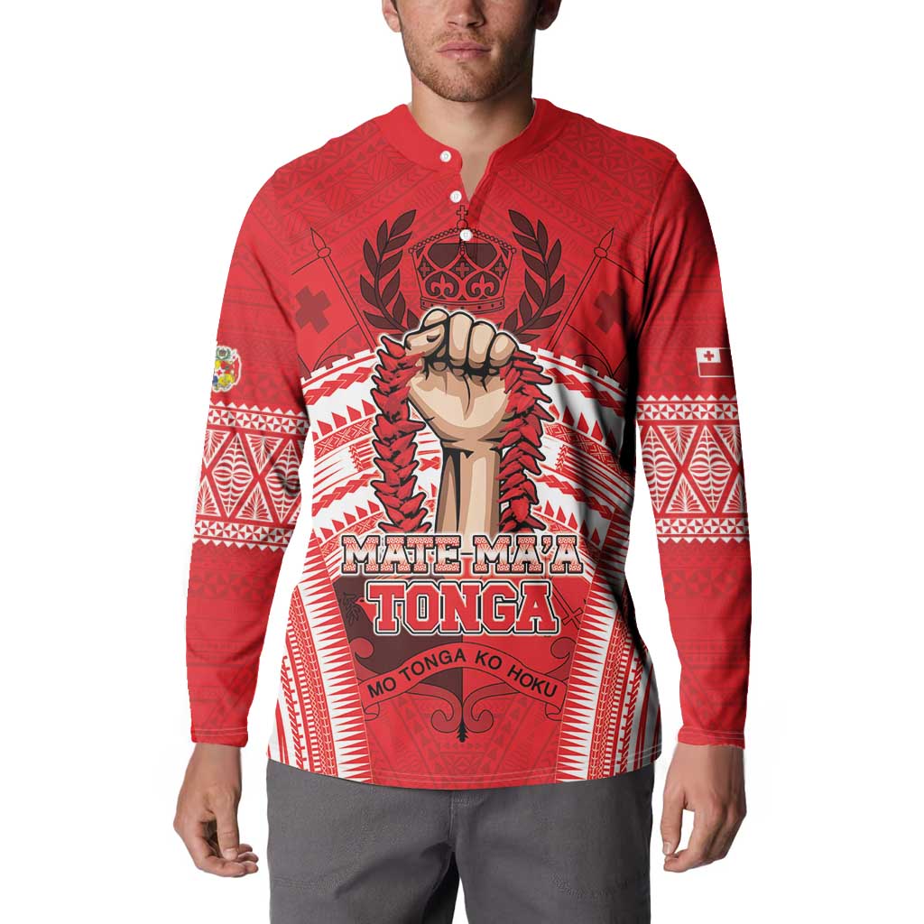 Custom Tonga Rugby Mate Ma'a Button Sweatshirt Tongan Pride Unique Style - Polynesian Pride