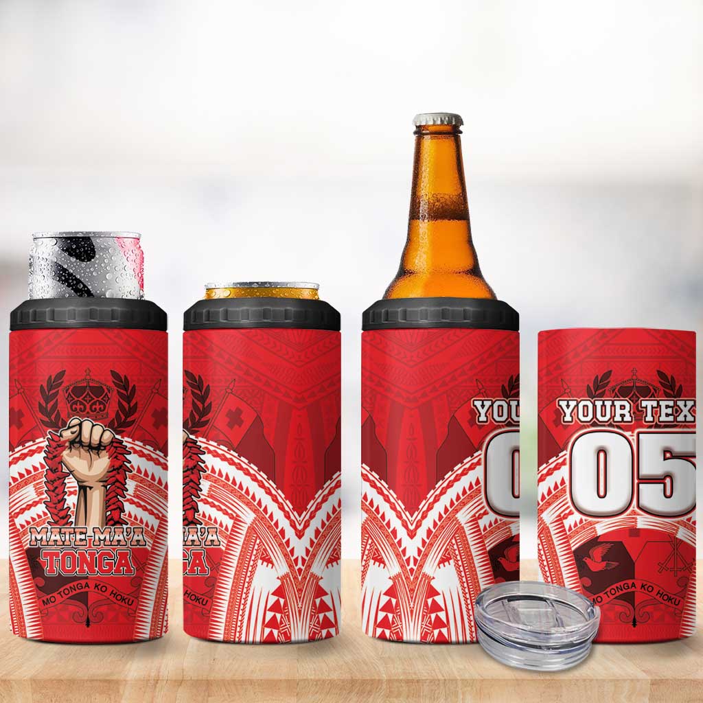 Custom Tonga Rugby Mate Ma'a 4 in 1 Can Cooler Tumbler Tongan Pride Unique Style - Polynesian Pride