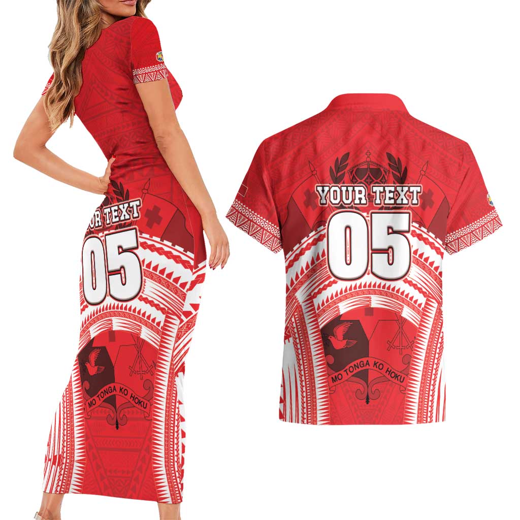 Custom Tonga Rugby Mate Ma'a Couples Matching Short Sleeve Bodycon Dress and Hawaiian Shirt Tongan Pride Unique Style - Polynesian Pride