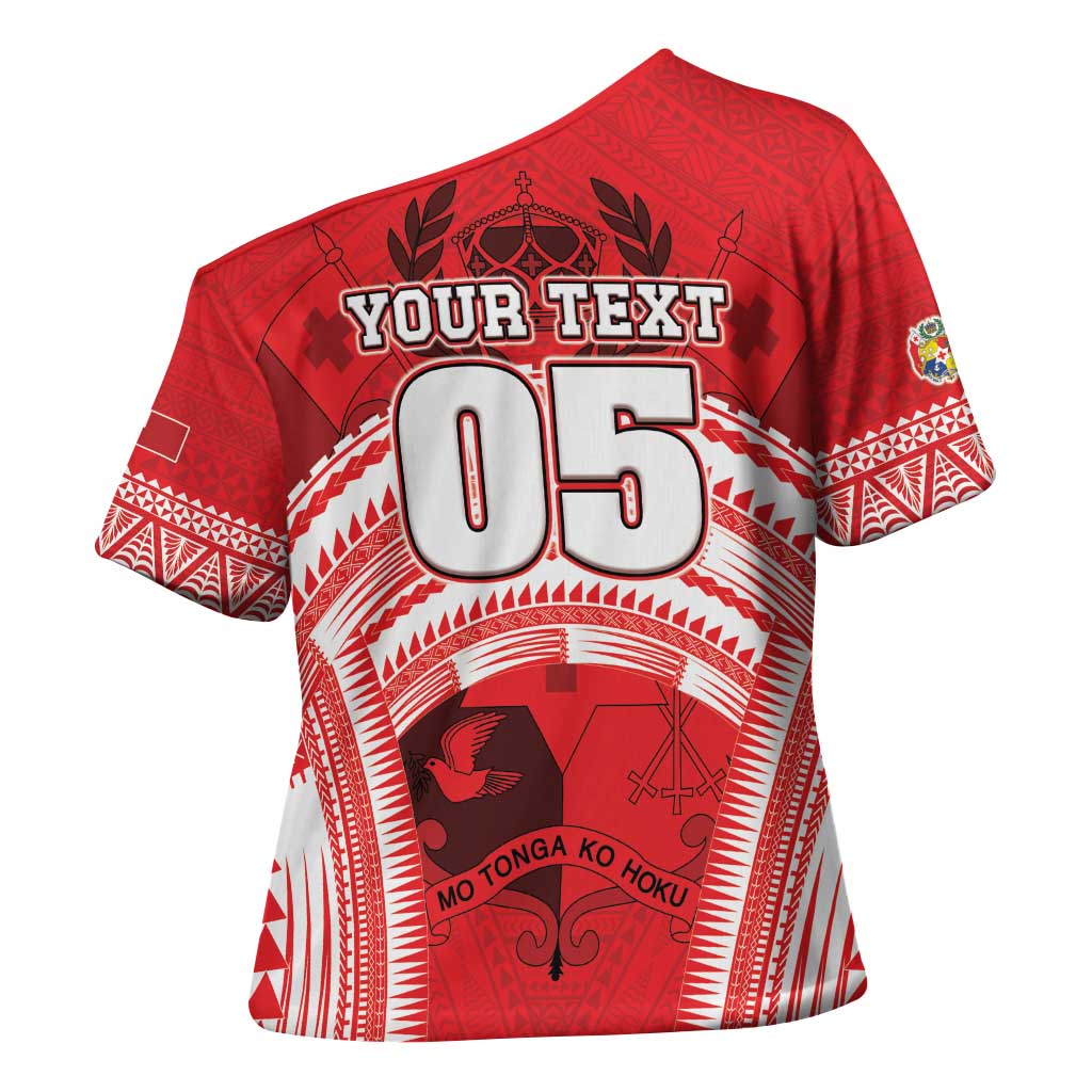 Custom Tonga Rugby Mate Ma'a Cross Shoulder Shirt Tongan Pride Unique Style - Polynesian Pride