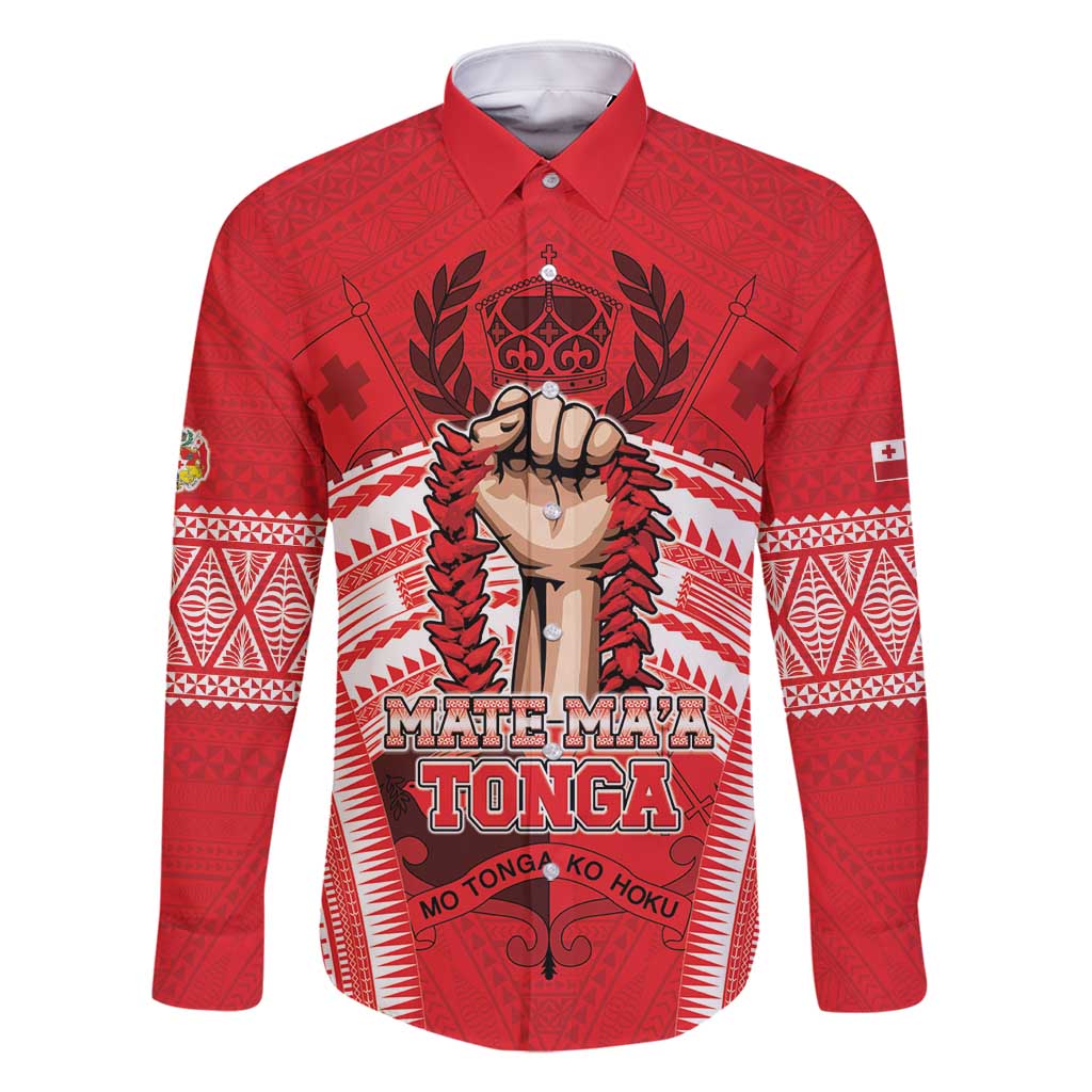 Custom Tonga Rugby Mate Ma'a Family Matching Long Sleeve Bodycon Dress and Hawaiian Shirt Tongan Pride Unique Style - Polynesian Pride