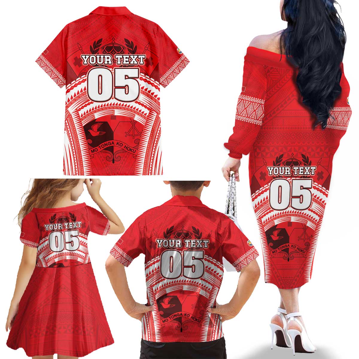 Custom Tonga Rugby Mate Ma'a Family Matching Off The Shoulder Long Sleeve Dress and Hawaiian Shirt Tongan Pride Unique Style - Polynesian Pride