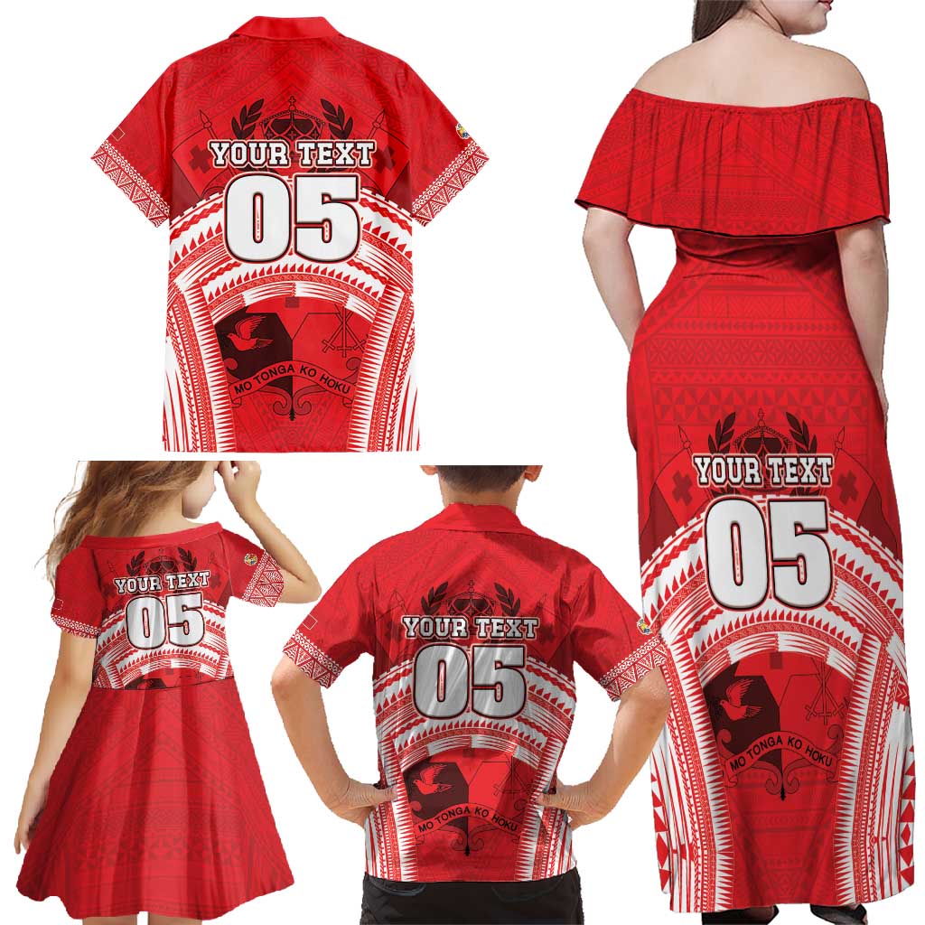 Custom Tonga Rugby Mate Ma'a Family Matching Off Shoulder Maxi Dress and Hawaiian Shirt Tongan Pride Unique Style - Polynesian Pride
