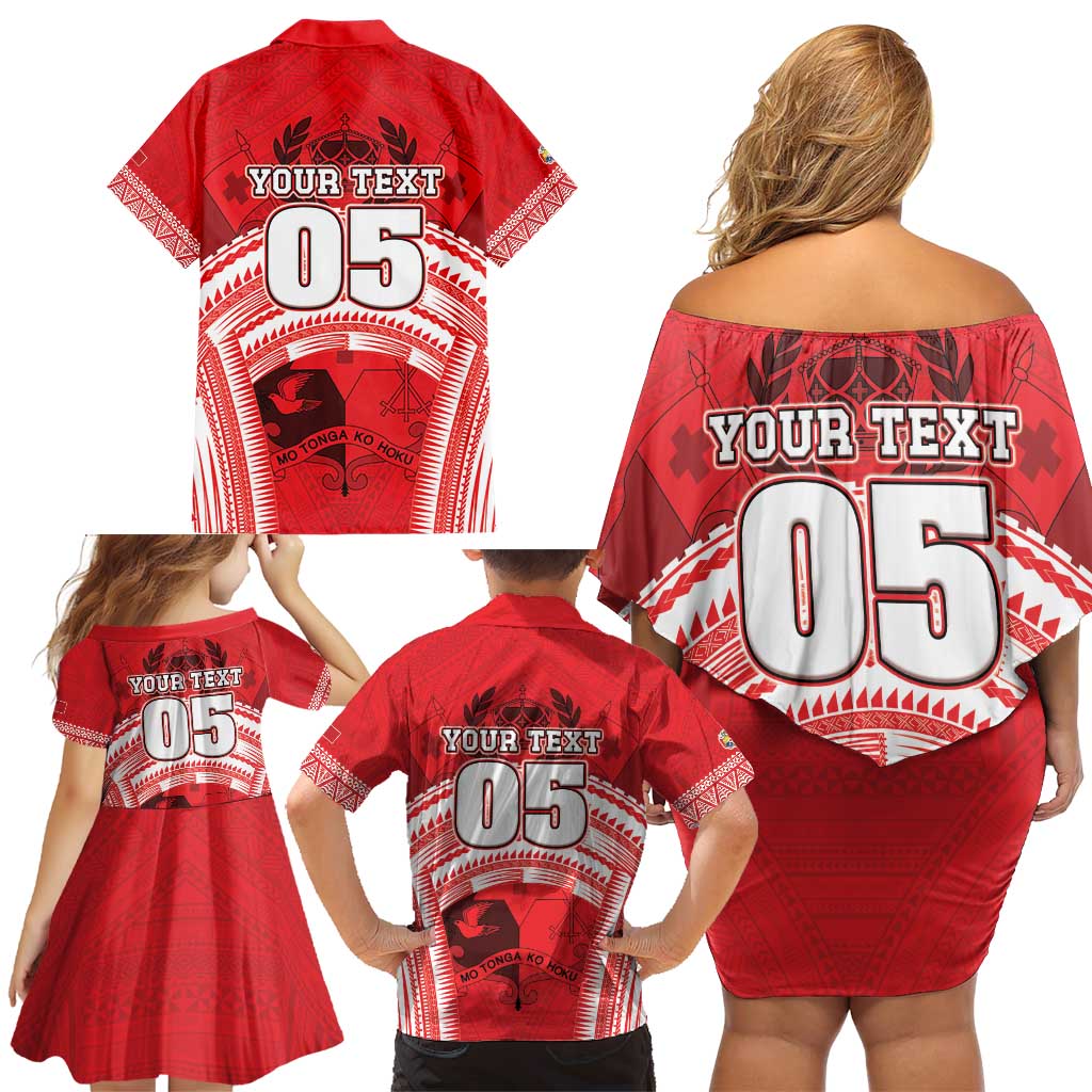 Custom Tonga Rugby Mate Ma'a Family Matching Off Shoulder Short Dress and Hawaiian Shirt Tongan Pride Unique Style - Polynesian Pride