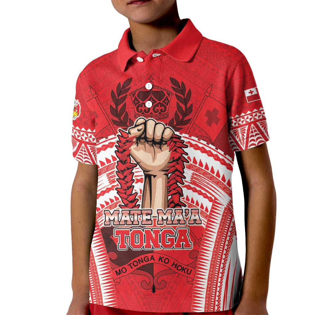 Custom Tonga Rugby Mate Ma'a Kid Polo Shirt Tongan Pride Unique Style - Polynesian Pride