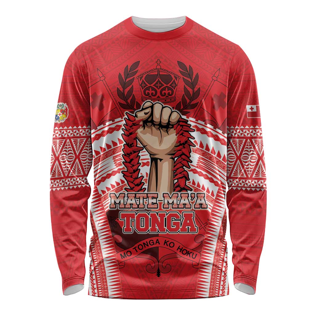 Custom Tonga Rugby Mate Ma'a Long Sleeve Shirt Tongan Pride Unique Style - Polynesian Pride