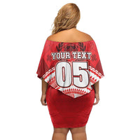 Custom Tonga Rugby Mate Ma'a Off Shoulder Short Dress Tongan Pride Unique Style - Polynesian Pride
