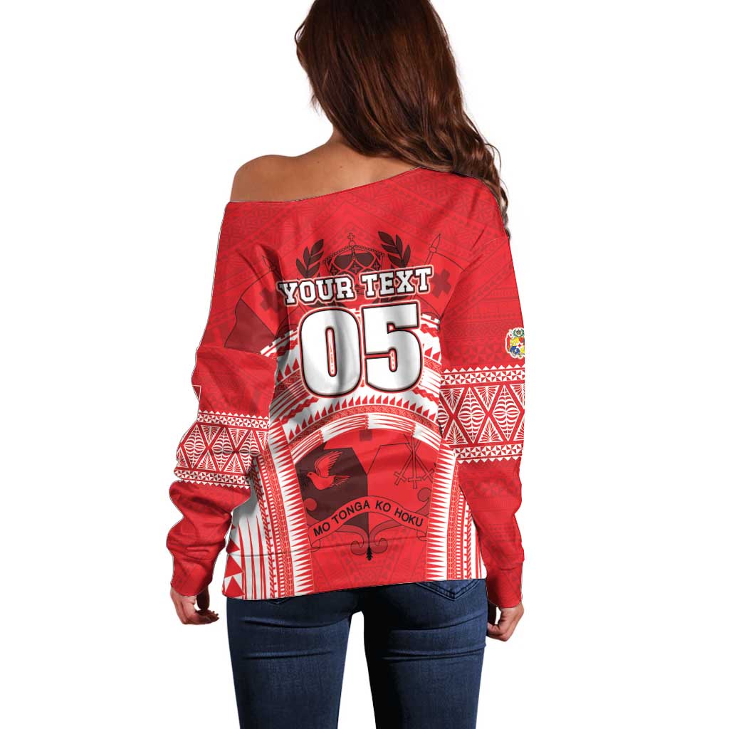 Custom Tonga Rugby Mate Ma'a Off Shoulder Sweater Tongan Pride Unique Style - Polynesian Pride