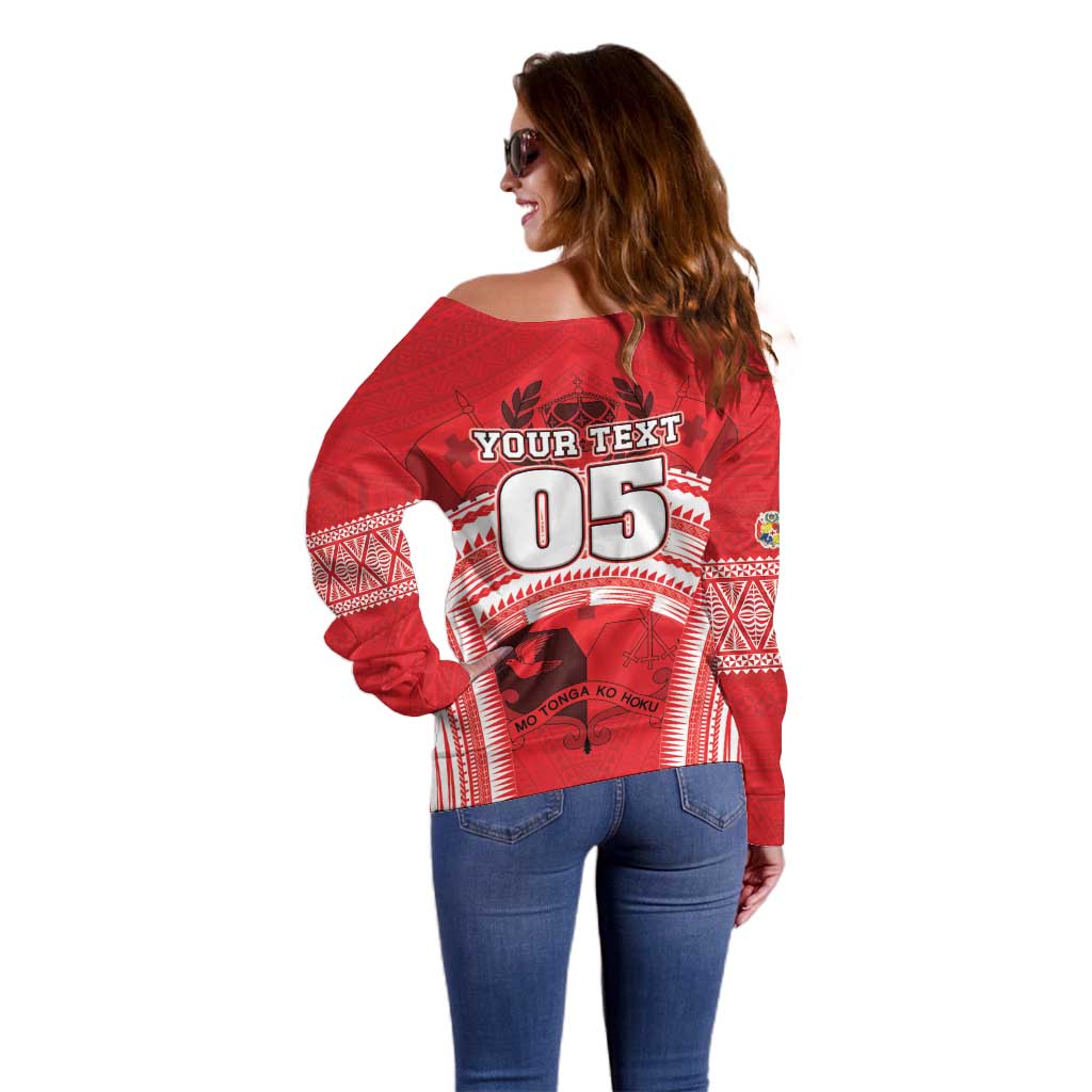 Custom Tonga Rugby Mate Ma'a Off Shoulder Sweater Tongan Pride Unique Style - Polynesian Pride