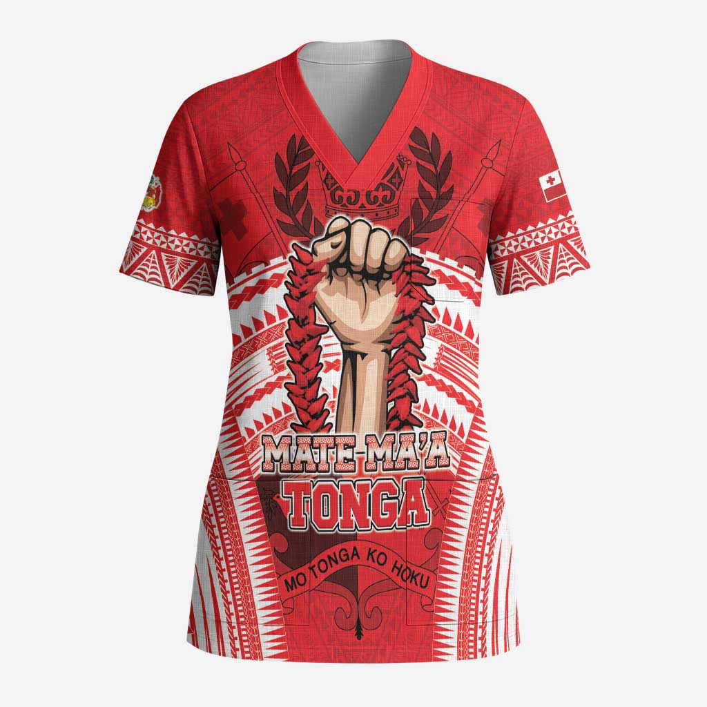 Custom Tonga Rugby Mate Ma'a Scrub Top Tongan Pride Unique Style - Polynesian Pride