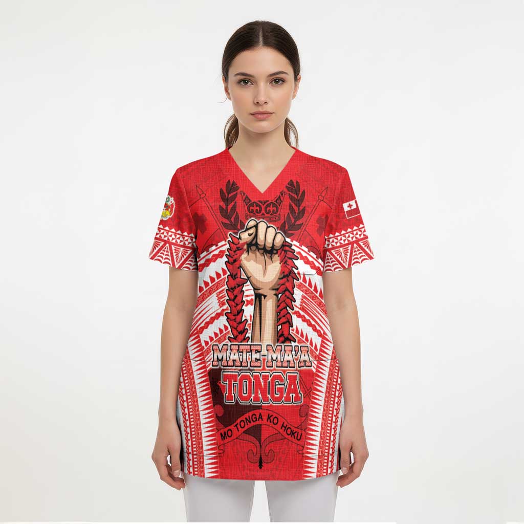 Custom Tonga Rugby Mate Ma'a Scrub Top Tongan Pride Unique Style - Polynesian Pride