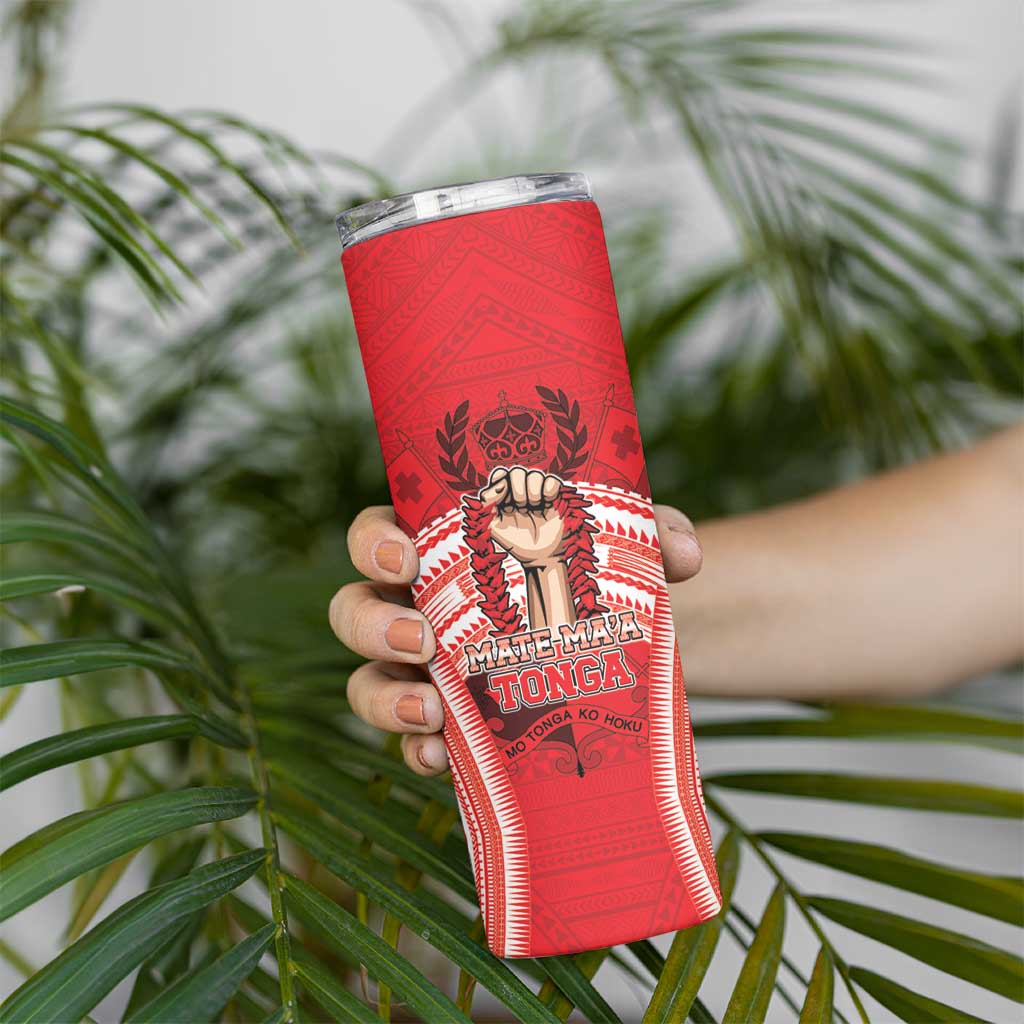Custom Tonga Rugby Mate Ma'a Skinny Tumbler Tongan Pride Unique Style - Polynesian Pride