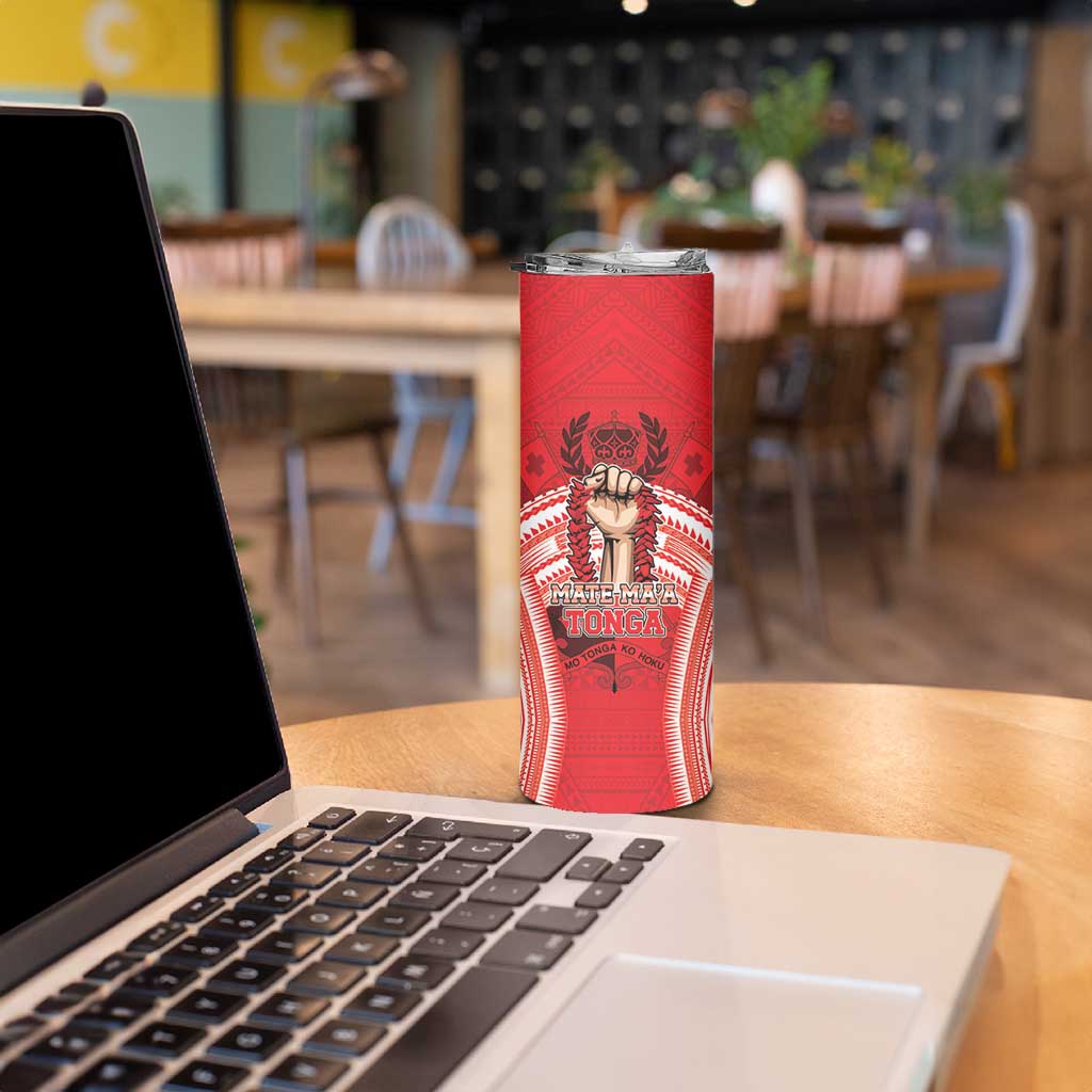 Custom Tonga Rugby Mate Ma'a Skinny Tumbler Tongan Pride Unique Style - Polynesian Pride