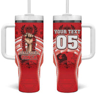 Custom Tonga Rugby Mate Ma'a Tumbler With Handle Tongan Pride Unique Style - Polynesian Pride