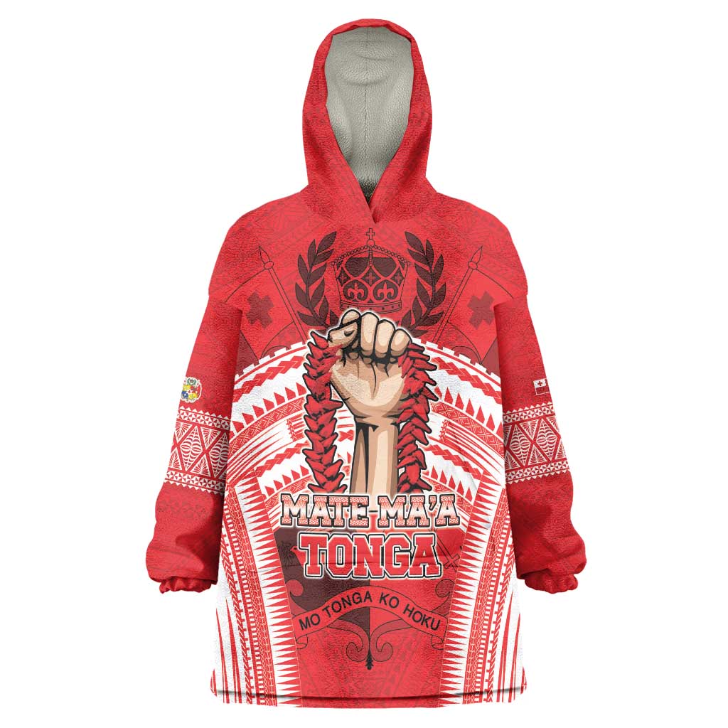 Custom Tonga Rugby Mate Ma'a Wearable Blanket Hoodie Tongan Pride Unique Style - Polynesian Pride
