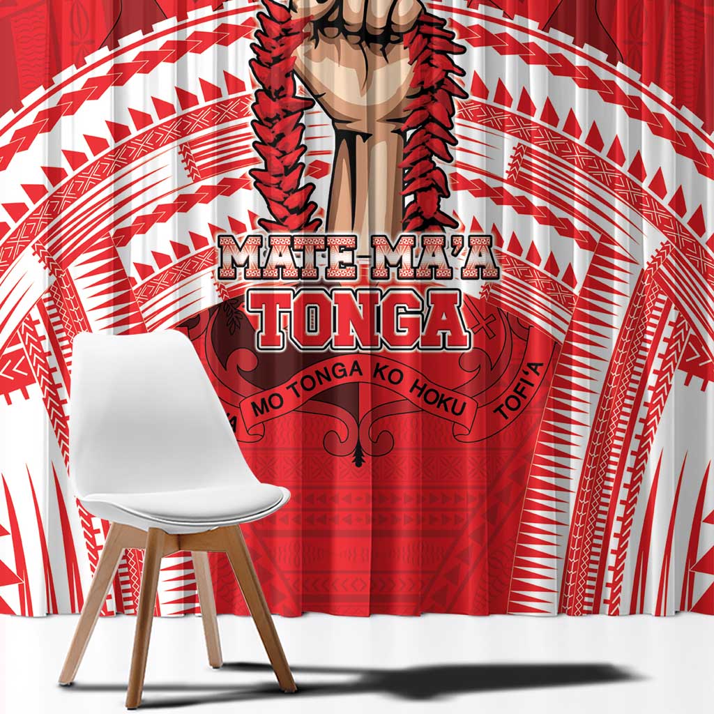 Tonga Rugby Mate Ma'a Window Curtain Tongan Pride Unique Style - Polynesian Pride