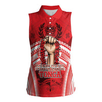 Custom Tonga Rugby Mate Ma'a Women Sleeveless Polo Shirt Tongan Pride Unique Style - Polynesian Pride
