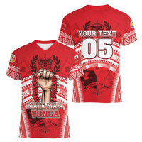 Custom Tonga Rugby Mate Ma'a Women V-Neck T-Shirt Tongan Pride Unique Style - Polynesian Pride