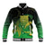 New Zealand Aotearoa Ruru Baseball Jacket Maori Fern Art Green