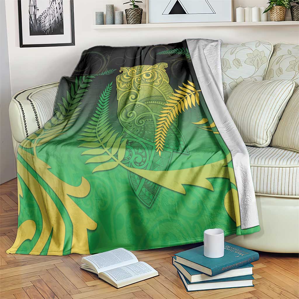 New Zealand Aotearoa Ruru Blanket Maori Fern Art Green LT05 Green - Polynesian Pride