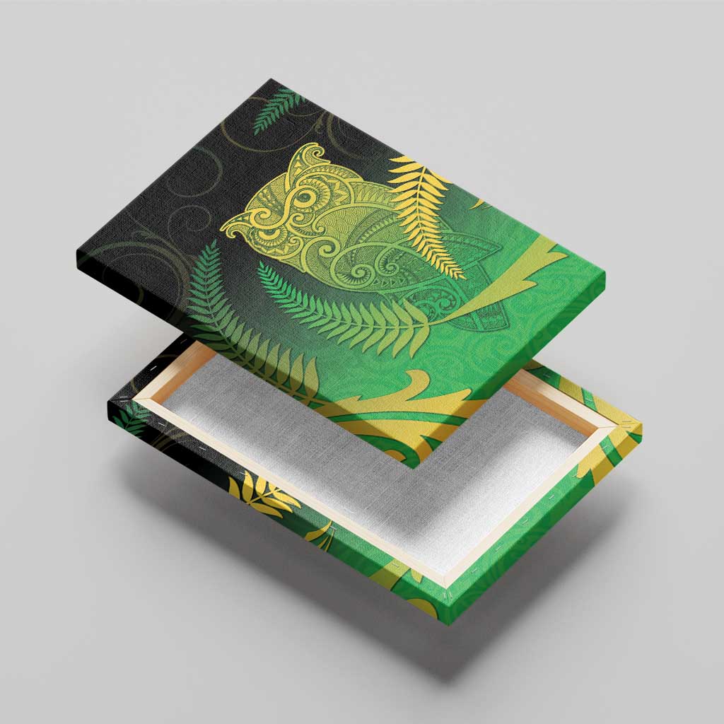 New Zealand Aotearoa Ruru Canvas Wall Art Maori Fern Art Green