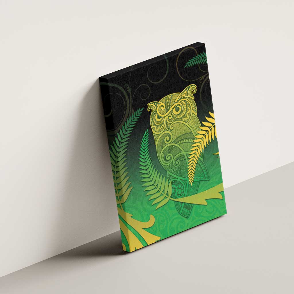 New Zealand Aotearoa Ruru Canvas Wall Art Maori Fern Art Green