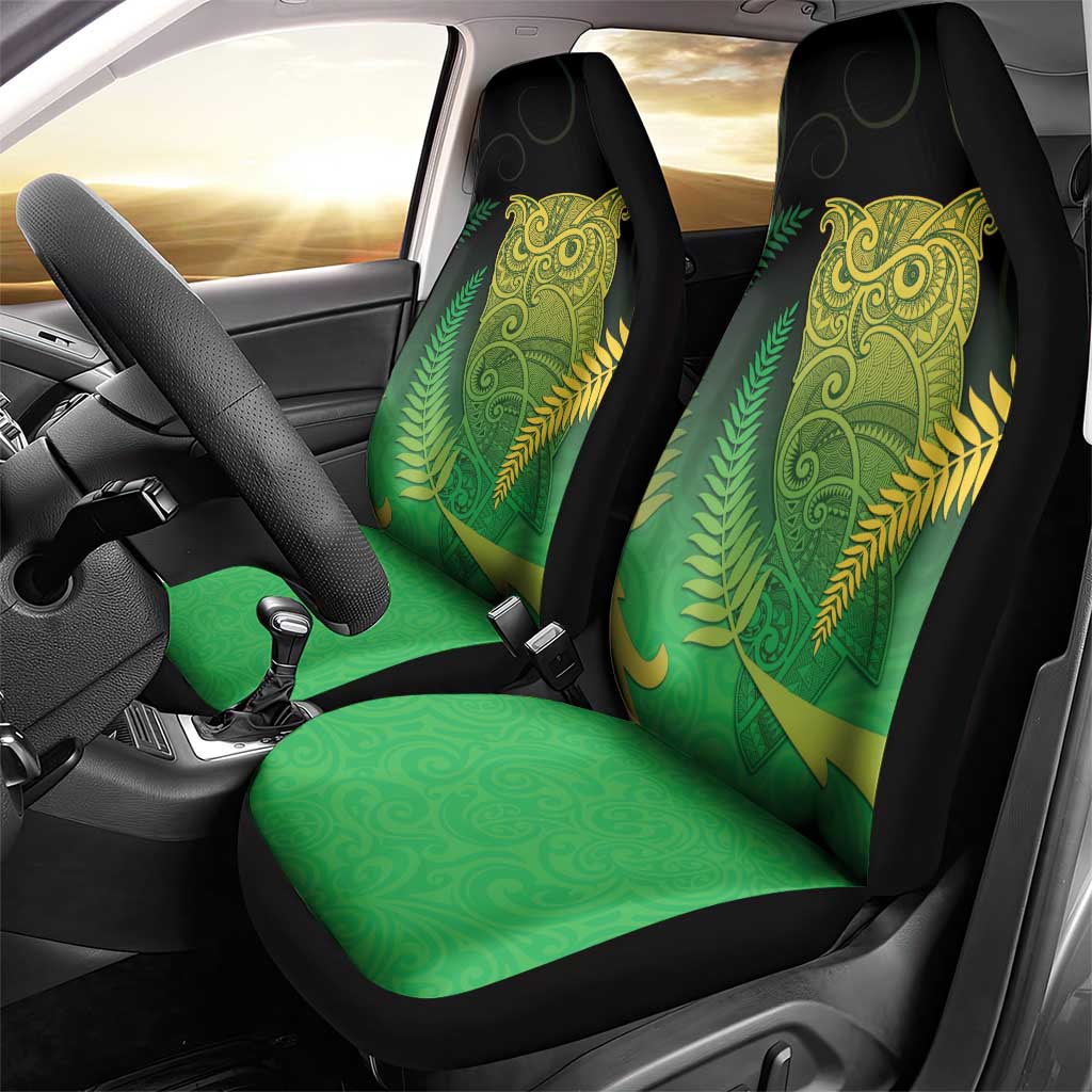 New Zealand Aotearoa Ruru Car Seat Cover Maori Fern Art Green